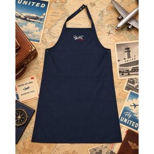 Vintage 90s Shuttle By United Airlines Flight Attendant Apron Navy Blue Small